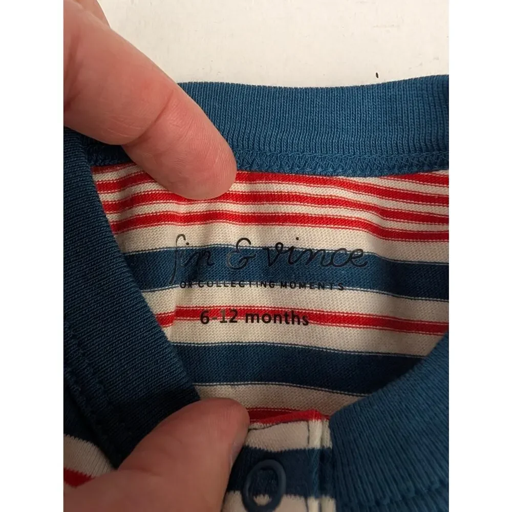 Fin & Vince Americana Shorts Romper - 6-12 Months